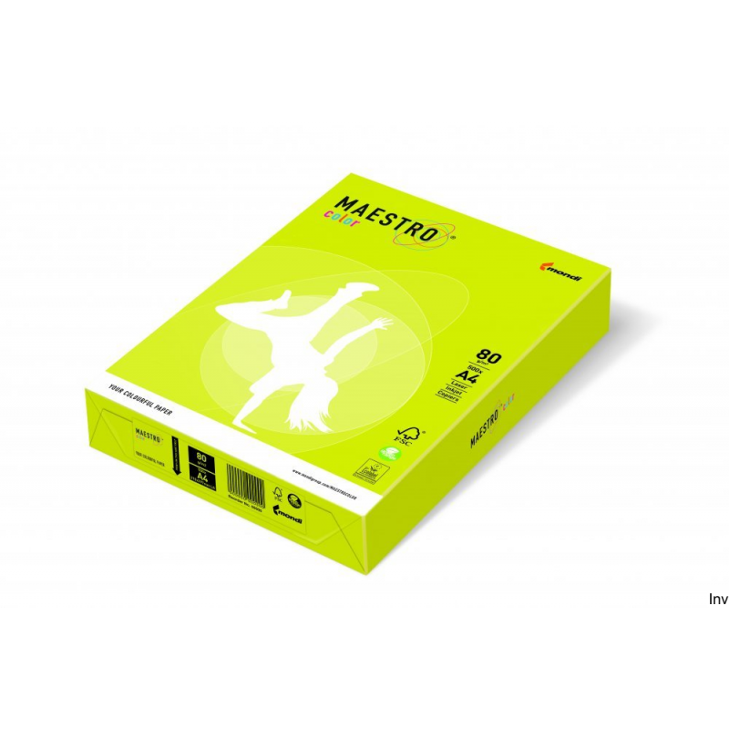 Papier xero Maestro Color A4 80g neonowy żółty, opakowanie 250 arkuszy