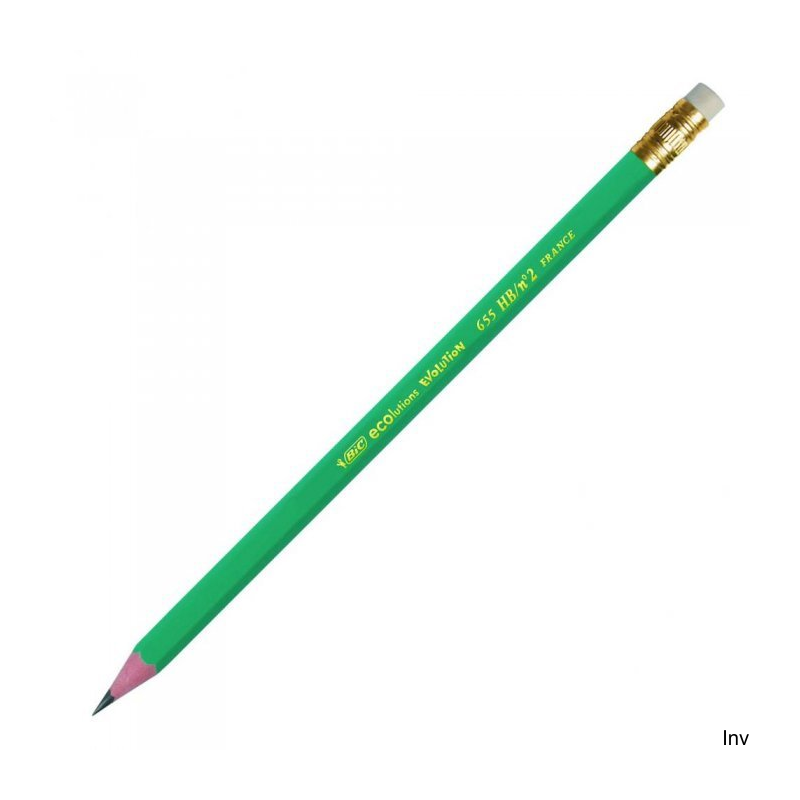 Ołówek BIC Evolution Original 655 HB z gumką, opakowanie 12 sztuk, bezdrzewny, elastyczny korpus, ultraodporny grafit