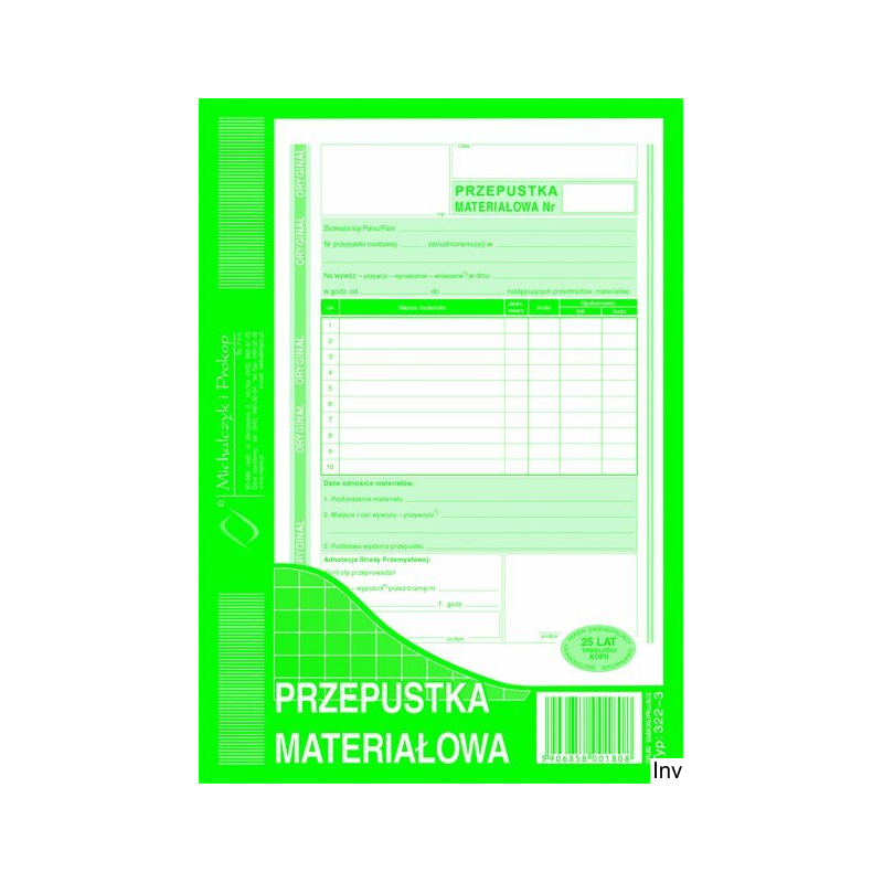 322-3 PM Przepustka materiałow MICHALCZYK I PROKOP