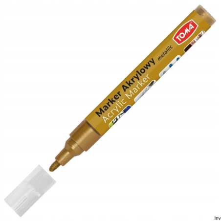 Marker akrylowy brązowy metaliczny 2-5mm fibrowa końcówka Toma