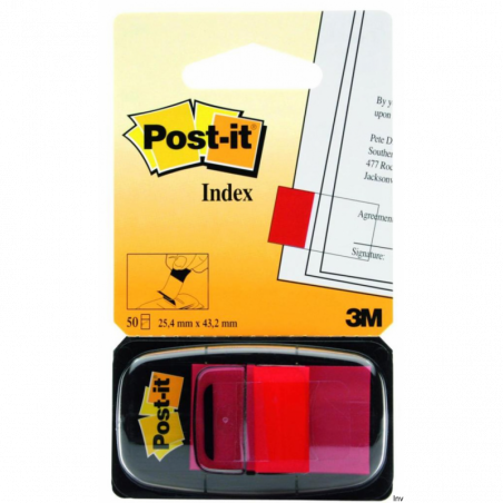 Post-It 3M zakładki indeksujące czerwone 25x43mm 50 sztuk