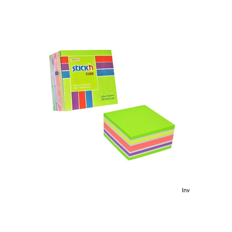 Bloczek samoprzylepny StickN 76x76 mm 400 sztuk mix kolorów zielony, żółty, różowy