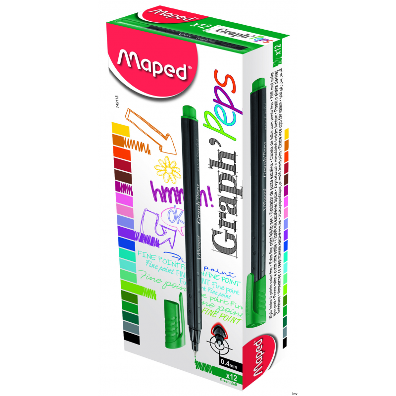 Cienkopis Maped GraphPeps zielony 0,4 mm z metalową końcówką i ergonomicznym kształtem