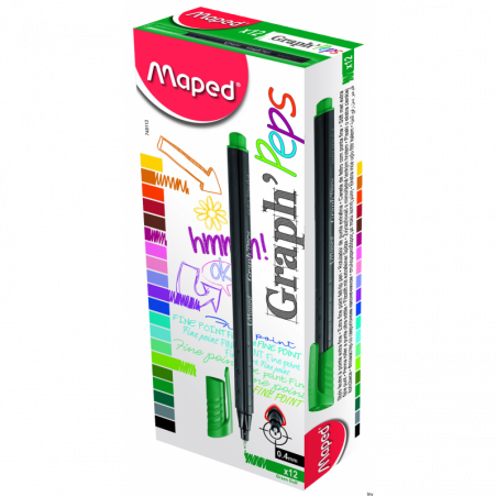 Cienkopis Maped GraphPeps zielony 0,4 mm z metalową końcówką i ergonomicznym kształtem