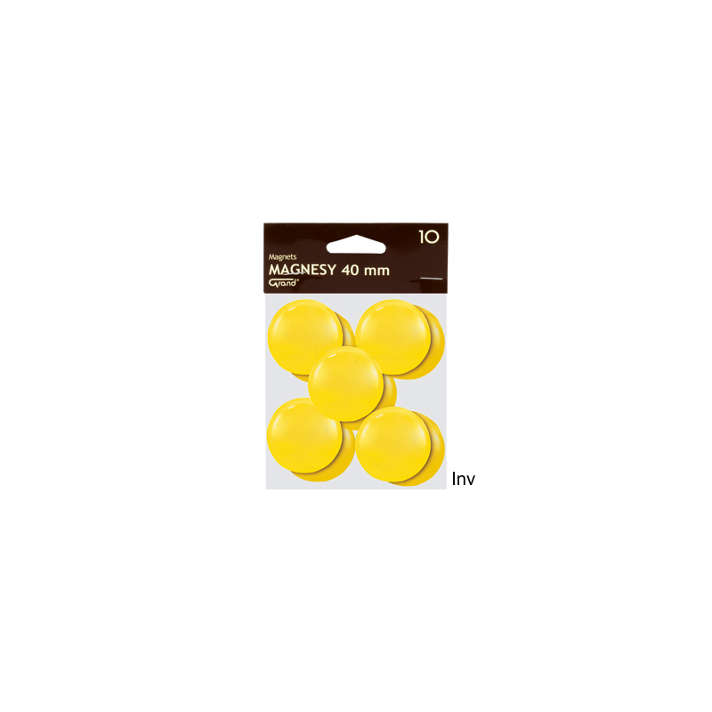 Magnesy magnetyczne żółte 40 mm, opakowanie 10 sztuk, Grand
