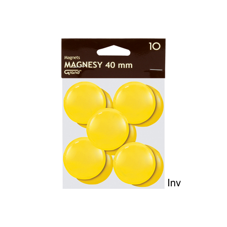 Magnesy magnetyczne żółte 40 mm, opakowanie 10 sztuk, Grand