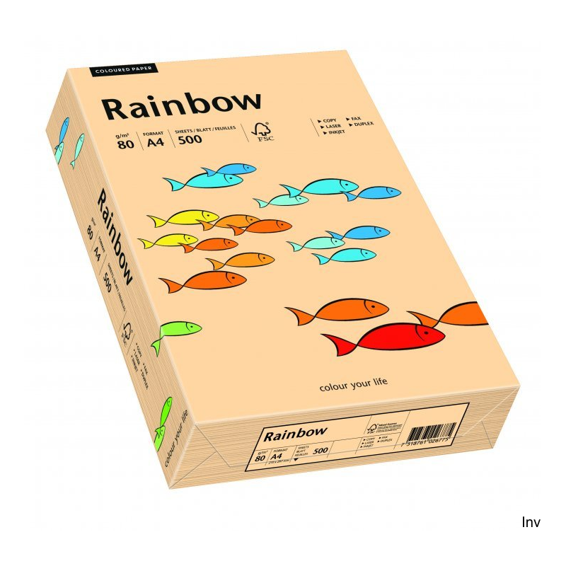 Papier kolorowy Rainbow łososiowy A4 80 g bezdrzewny do wydruków i korespondencji - 1 ryza