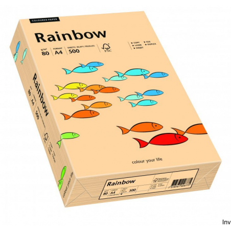 Papier kolorowy Rainbow łososiowy A4 80 g bezdrzewny do wydruków i korespondencji - 1 ryza