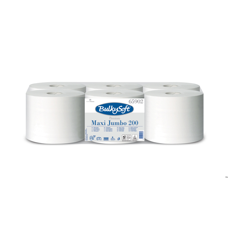 Papier toaletowy centralnego dozowania Bulkysoft, 2 warstwy, biały, 200 m, 6 rolek