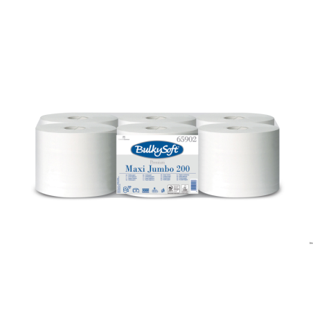 Papier toaletowy centralnego dozowania Bulkysoft, 2 warstwy, biały, 200 m, 6 rolek