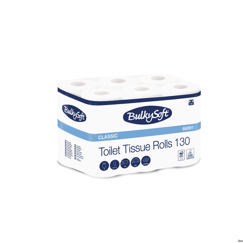 Papier toaletowy Bulky Soft Classic, biały, celuloza, 2 warstwy, 12 rolek, długość 14,3 m