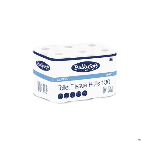 Papier toaletowy Bulky Soft Classic, biały, celuloza, 2 warstwy, 12 rolek, długość 14,3 m