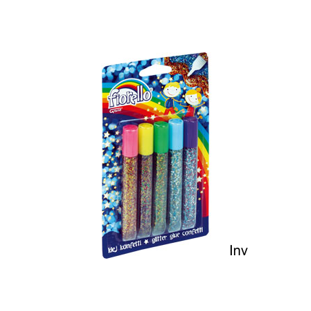 Klej brokatowy konfetti Fiorello GR-KK13 B5, 5 kolorów x 13 ml
