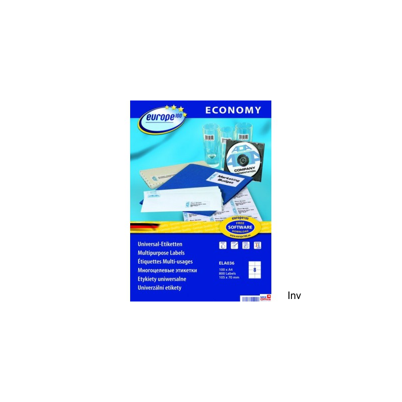 Etykiety uniwersalne białe 105 x 70 mm 100 arkuszy Avery Zweckform Economy Europe 10