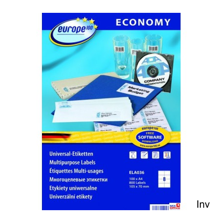 Etykiety uniwersalne białe 105 x 70 mm 100 arkuszy Avery Zweckform Economy Europe 10