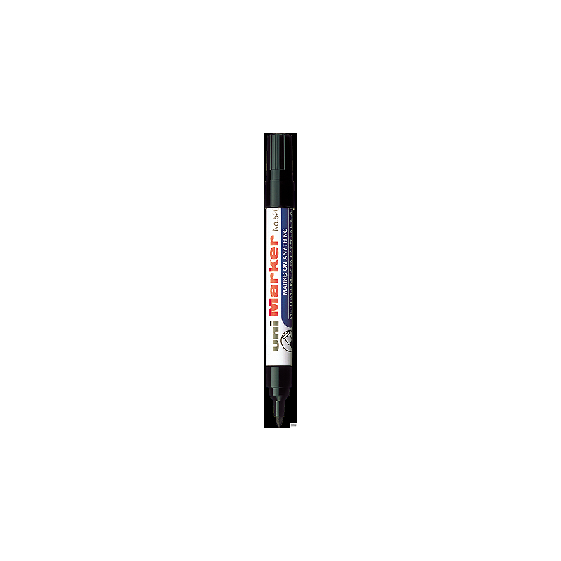 Marker permanentny Uni NO-520 czarny okrągły 1,0-3,0 mm, szybkoschnący, ekologiczny, aluminium