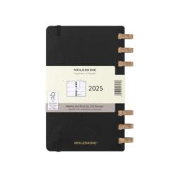 Kalendarz tygodniowy i miesięczny na spirali MOLESKINE 2025, 12M, L, miękka oprawa, 13x21cm, czarny