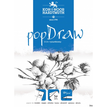 Blok rysunkowy Koh-i-noor POP A4 30 arkuszy 180 g do rysowania kredkami, węglem i tuszem
