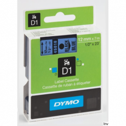 Taśma Dymo D1 12 mm x 7 m czarna/niebieska do drukarek etykiet LabelManager i LabelWriter Duo