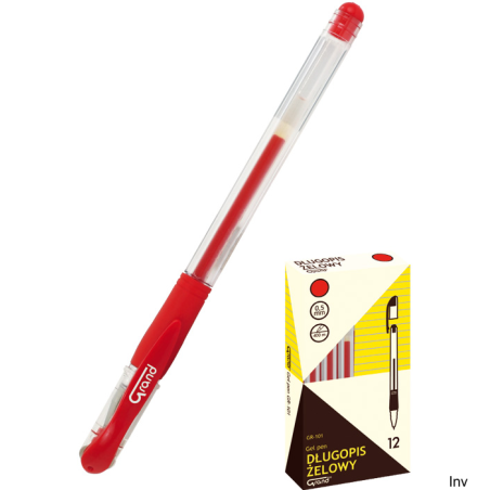 Pióro żelowe Grand GR-101 czerwone z wymiennym wkładem, ergonomiczny uchwyt, 1 sztuka