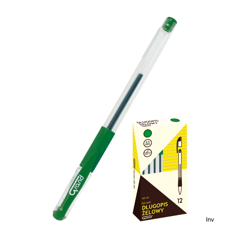 Pióro żelowe GR-101 zielony 160-1028 GRAND