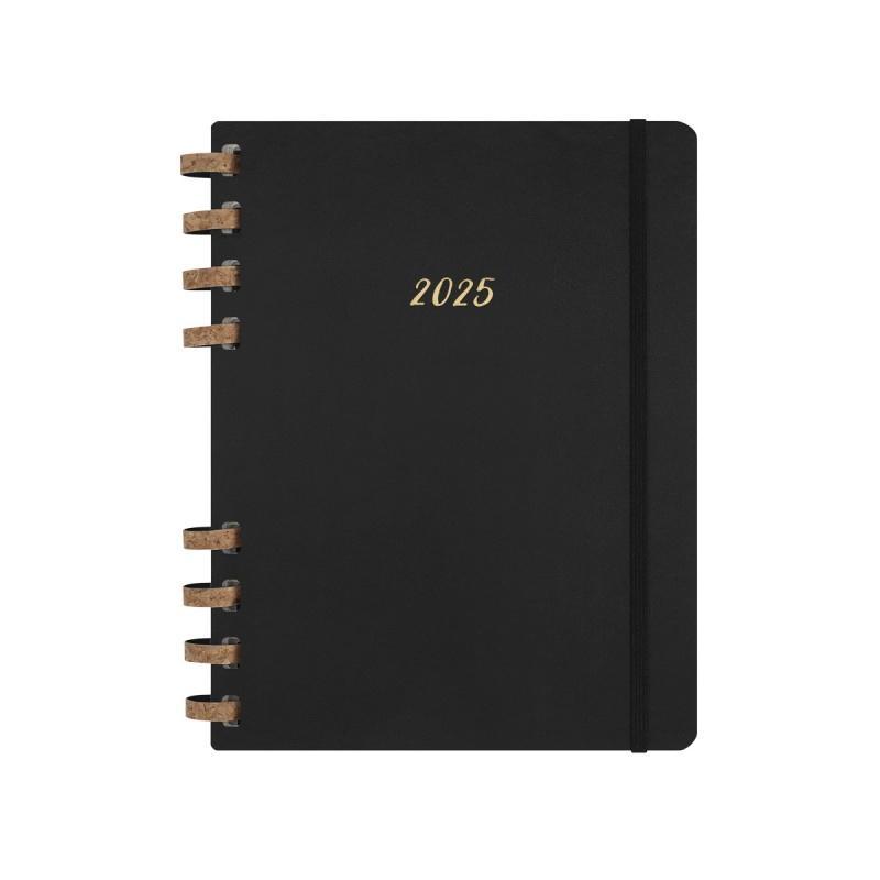 Kalendarz tygodniowy i miesięczny na spirali MOLESKINE 2025, 12M, XL, twarda oprawa, 20,4x25,2cm, czarny