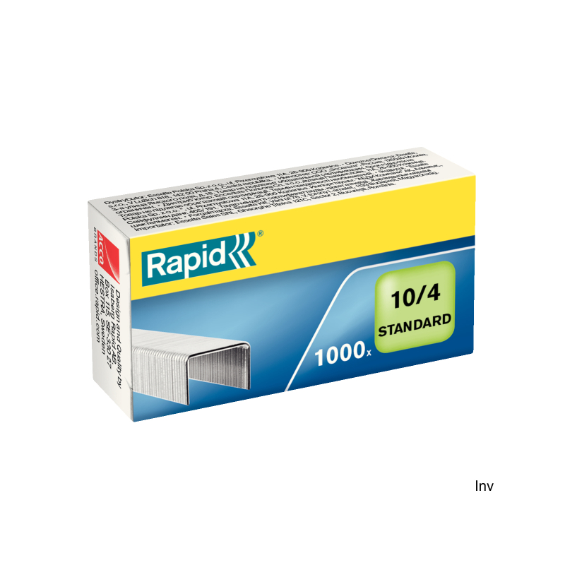 Zszywki Rapid Standard 10/4, 1000 sztuk, powłoka galwaniczna, zapobiegająca korozji
