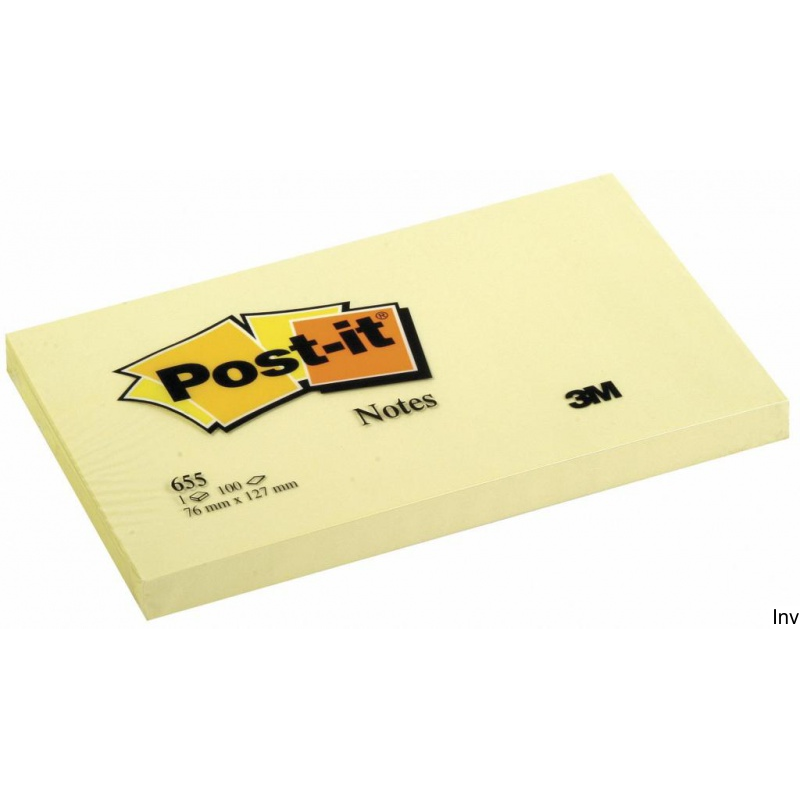 Bloczek samoprzylepny Post-It 3M, 127x76 mm, 1x100 sztuk, żółty, gramatura 70 g/m²