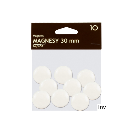 Magnesy 30 mm biały Grand, opakowanie 10 sztuk do tablic magnetycznych