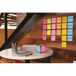 Bloczek samoprzylepny Post-It 76x76mm, jaskrawy różowy, 1x100 kart.