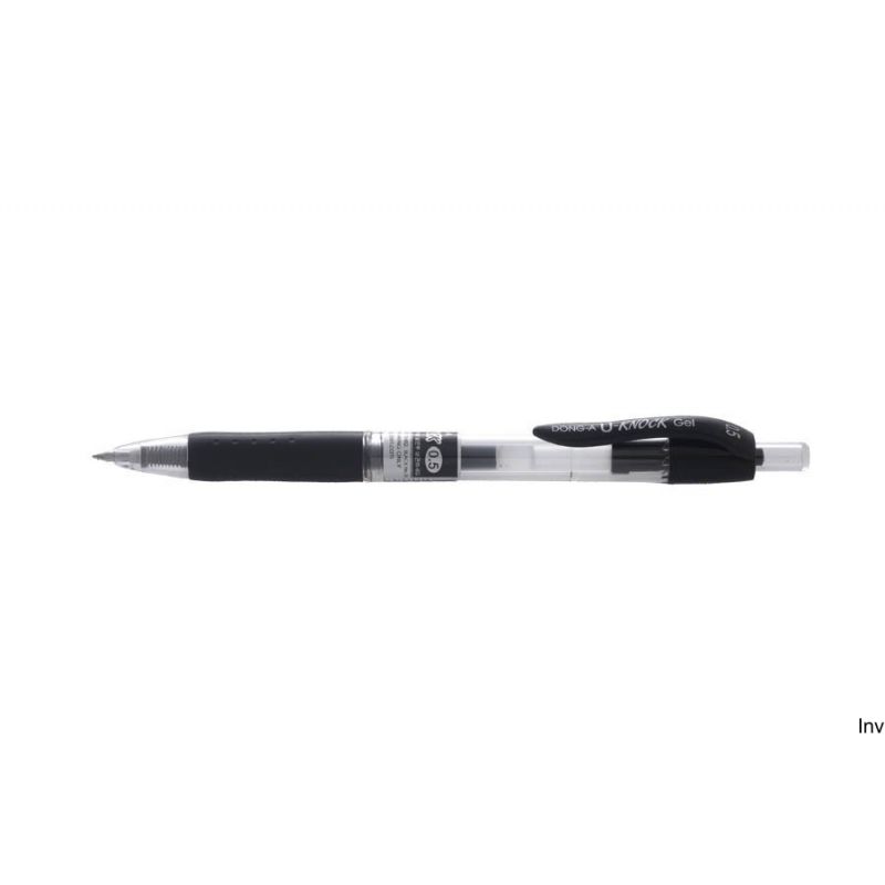 Pióro żelowe Dong-A U-KNOCK czarne 0,5 mm, wodoodporny tusz, wymienny wkład, opakowanie 12 sztuk
