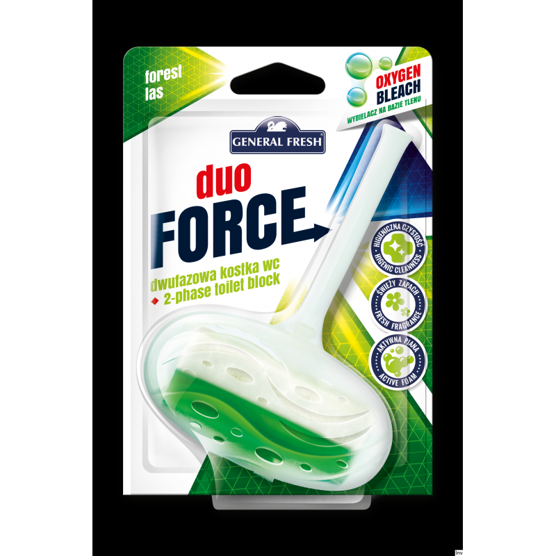 Kostka do WC DUO FORCE 40g General Fresh - dwufazowa zawieszka do toalety z odświeżaczem i ochroną przed kamieniem