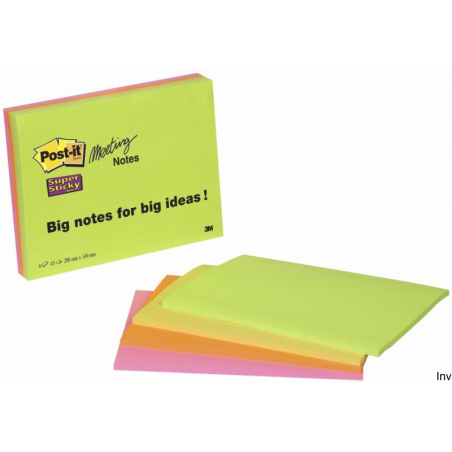 Bloczek samoprzylepny Post-It Super Sticky 200x149mm, 4x45 sztuk, mix kolorów