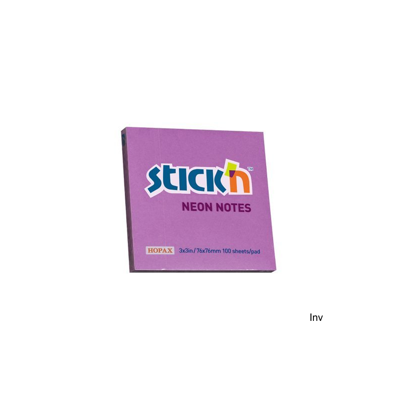 Bloczek samoprzylepny StickN 76x76mm fioletowy neonowy 100 sztuk