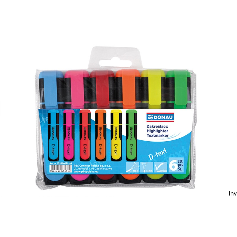 Zakreślacz Textmarker 6szt-mix BIELLA 7358906PL-99 - 1