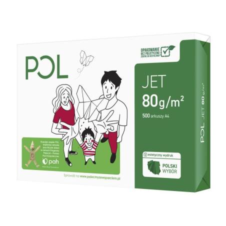 PAKIET Papier ksero POL JET, A4, klasa A, 166CIE, 80gsm, 500ark.
