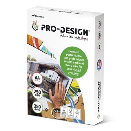 PAKIET Papier ksero PRO-DESIGN FSC, satynowany, klasa A++, A4, 168CIE, 250gsm, 250 ark.