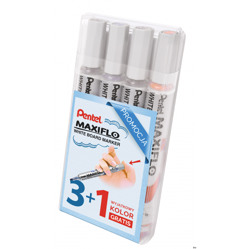 Marker suchościeralny MAXIFLO 4 kolory w etui Pentel
