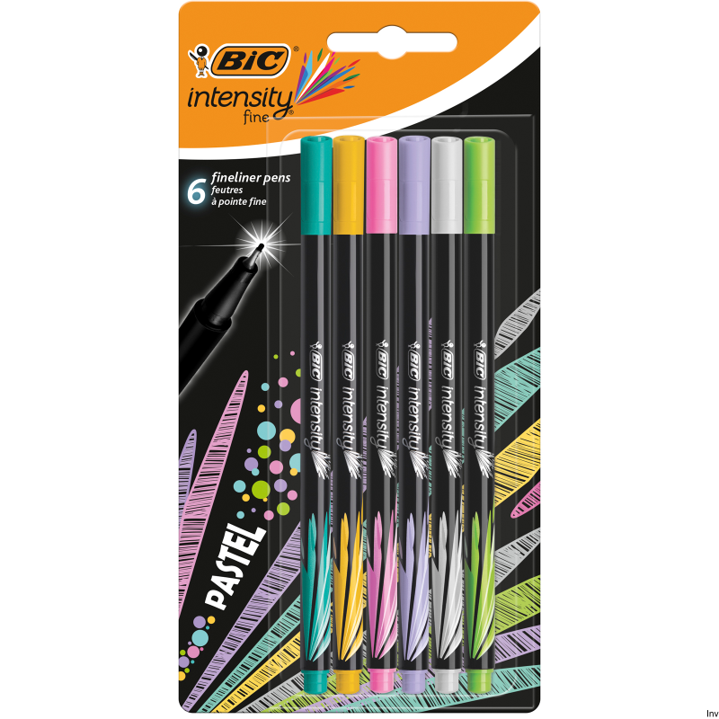 Cienkopis BIC Intensity Fine Pastel 6 sztuk, tusz wodny, 0,8 mm, odporny na rozmazywanie