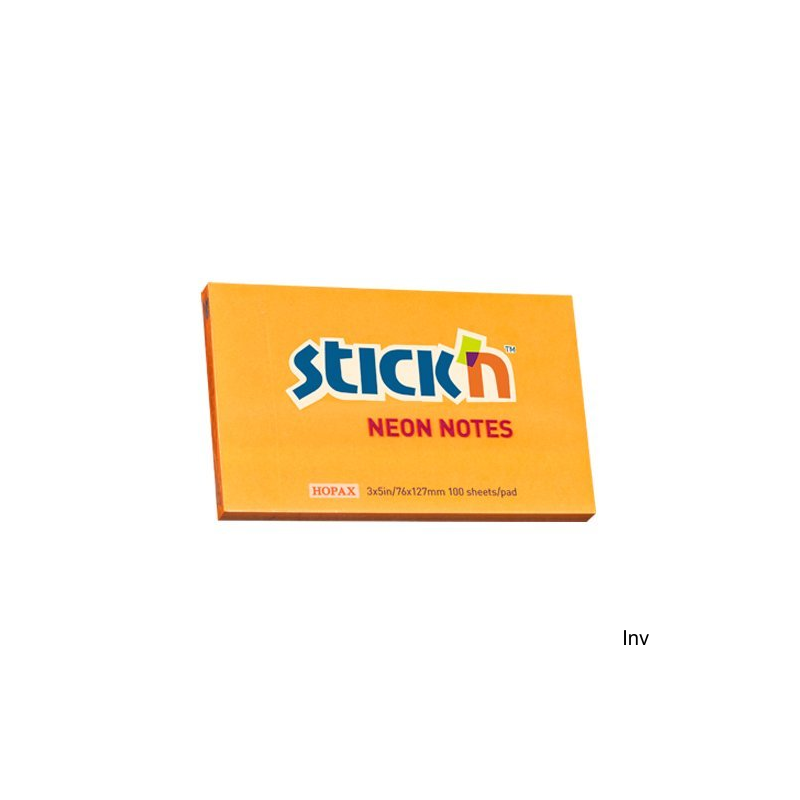 Bloczek samoprzylepny StickN 127x76 mm pomarańczowy neonowy 100 kartek