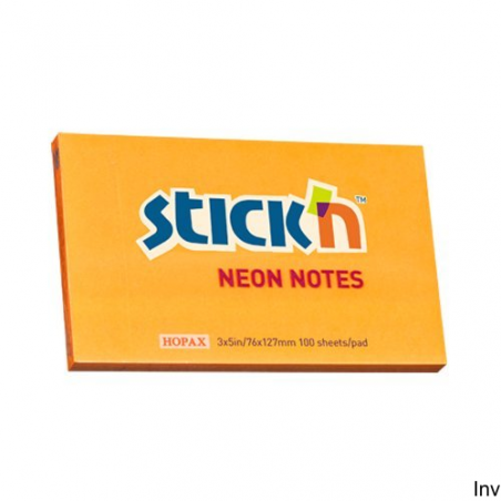 Bloczek samoprzylepny StickN 127x76 mm pomarańczowy neonowy 100 kartek