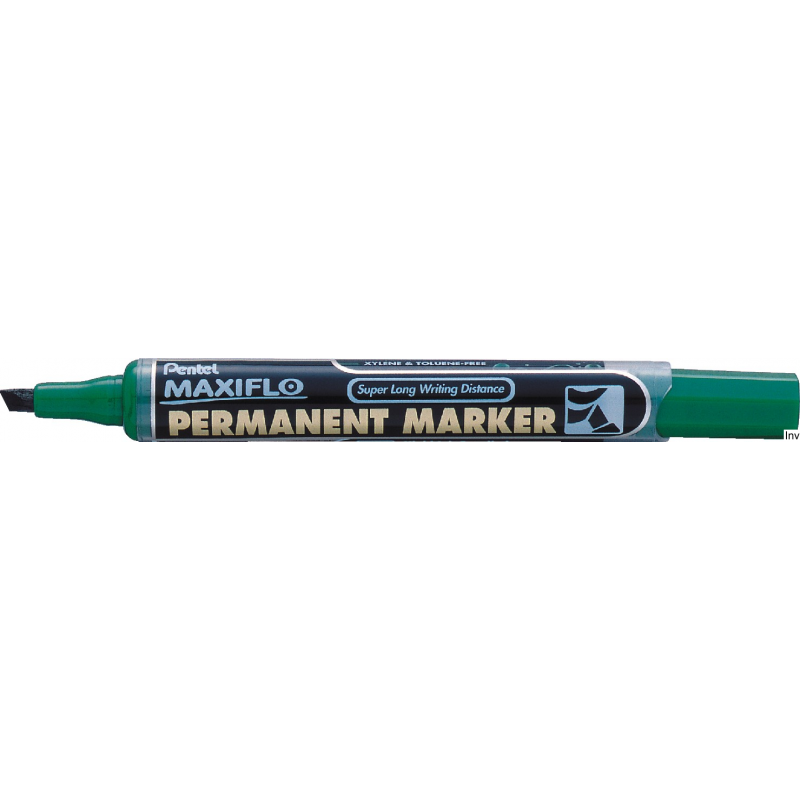 Marker permanentny Pentel MAXIFLO NLF60 zielony ścięty z tłoczkiem, grubość końcówki 2,0-4,5 mm, długość linii 1100 m
