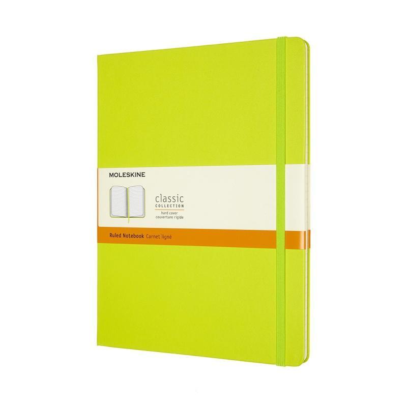 Notes MOLESKINE Classic XL (19x25cm), w linie, twarda oprawa, 192 strony, lemon green