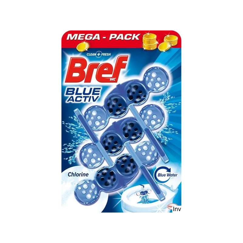 Bref Zawieszka WC BLUE AKTIV 3x50g z chlorowaniem i właściwościami barwiącymi