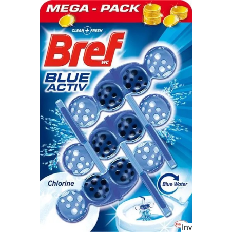 Bref Zawieszka WC BLUE AKTIV 3x50g z chlorowaniem i właściwościami barwiącymi